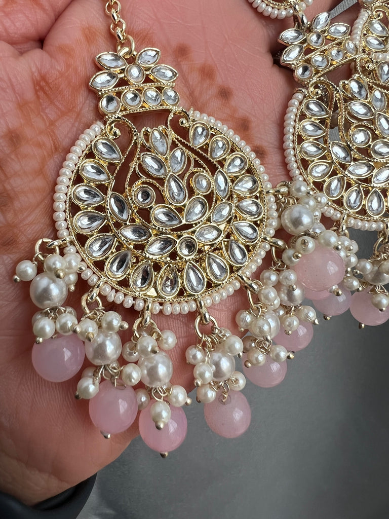 Baby Pink Earring Tikka Set
