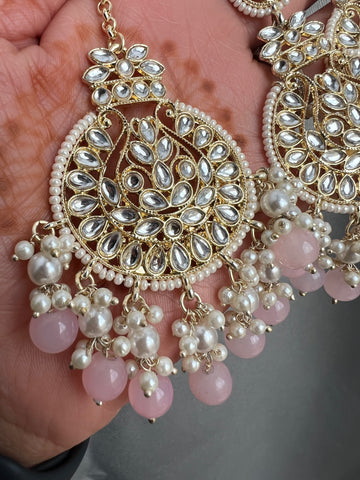 Image of Baby Pink Earring Tikka Set