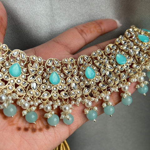 Image of Light Blue Kundan Set