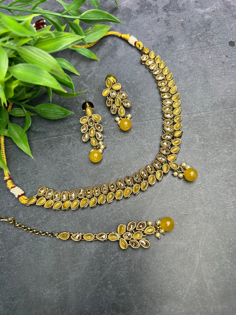 Yellow Polki Choker Set
