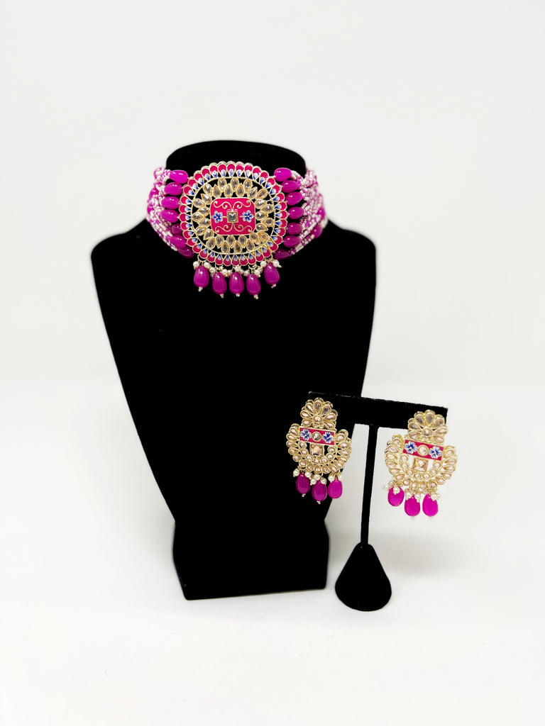 Hot Pink Collar Choker Set
