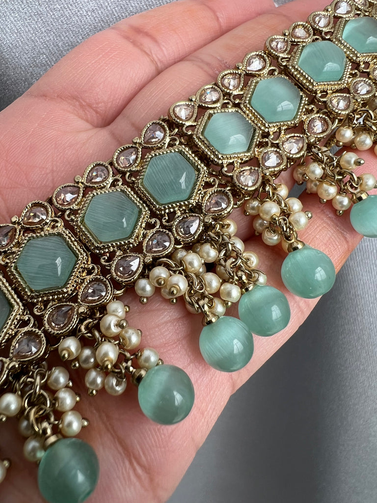 Mint Polki Collar Choker Set
