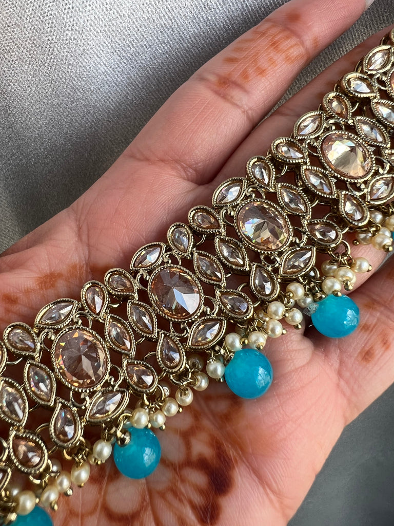 Ferozi Blue Polki Choker Set
