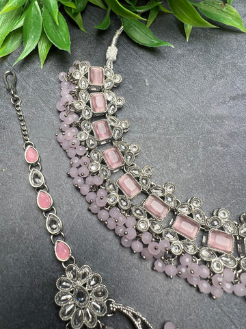 Image of Light Purple Silver Choker Set