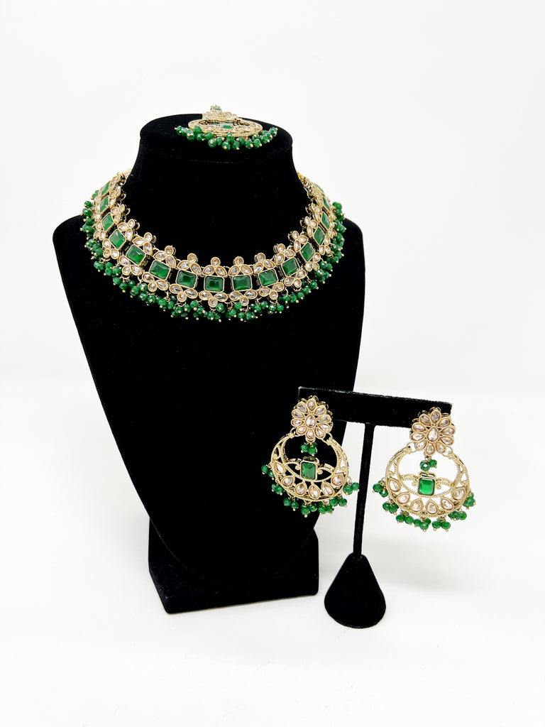Emerald Green Polki Choker Set