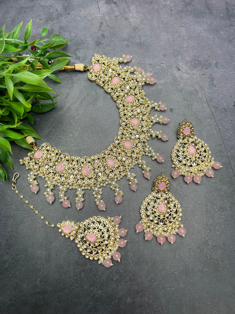 Baby Pink Kundan Choker Set