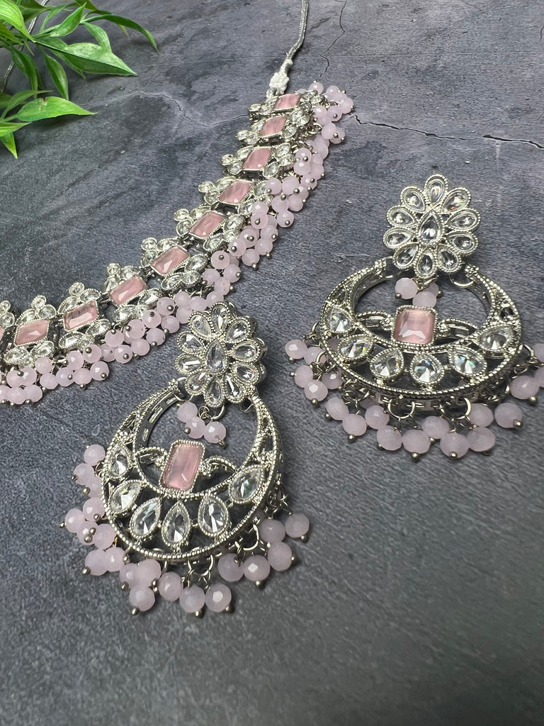 Light Purple Silver Choker Set