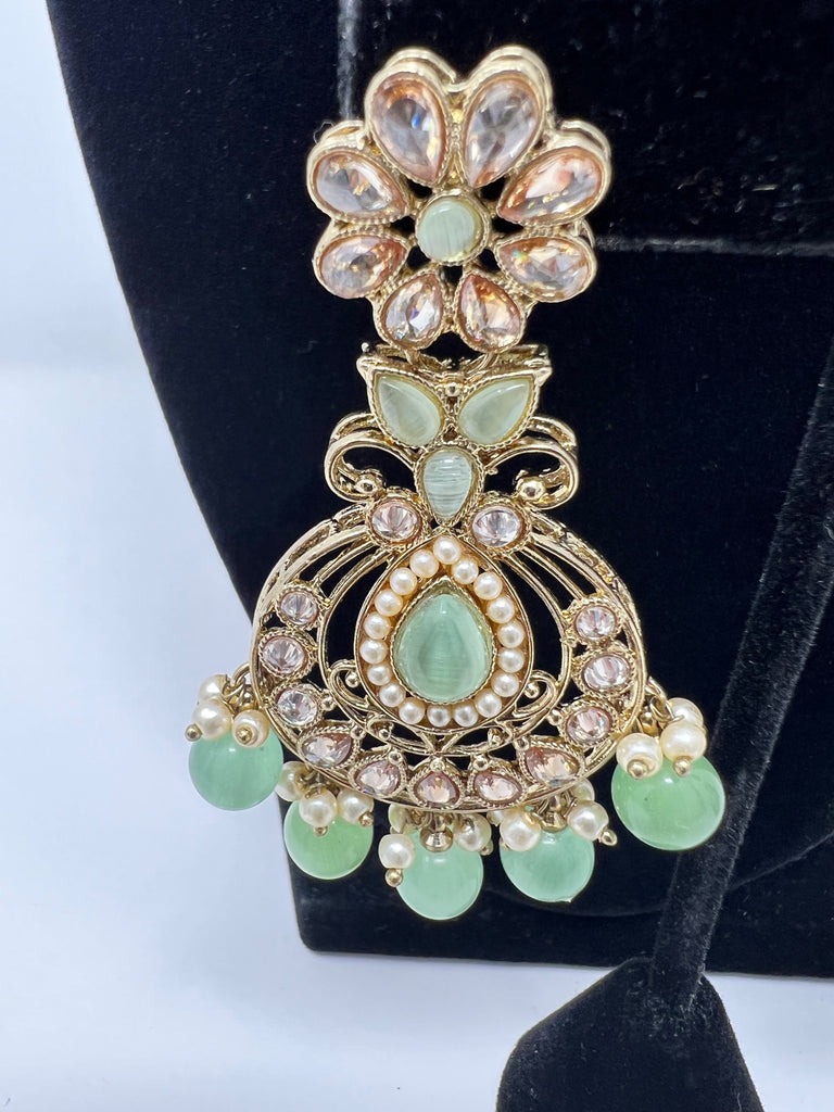 Teardrop Mint Polki Choker Set