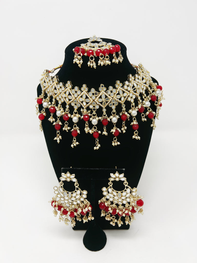 Red Mirror Choker Set