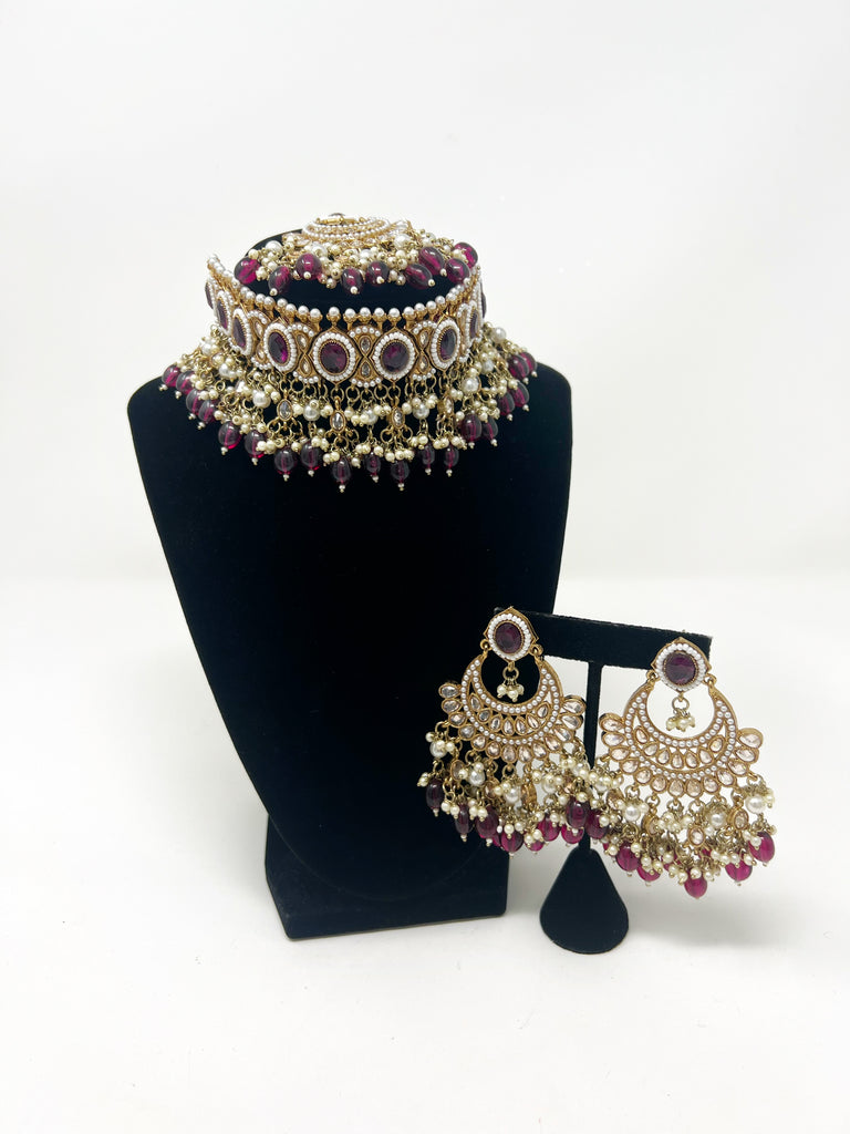 Berry Toned Oversized Choker Set