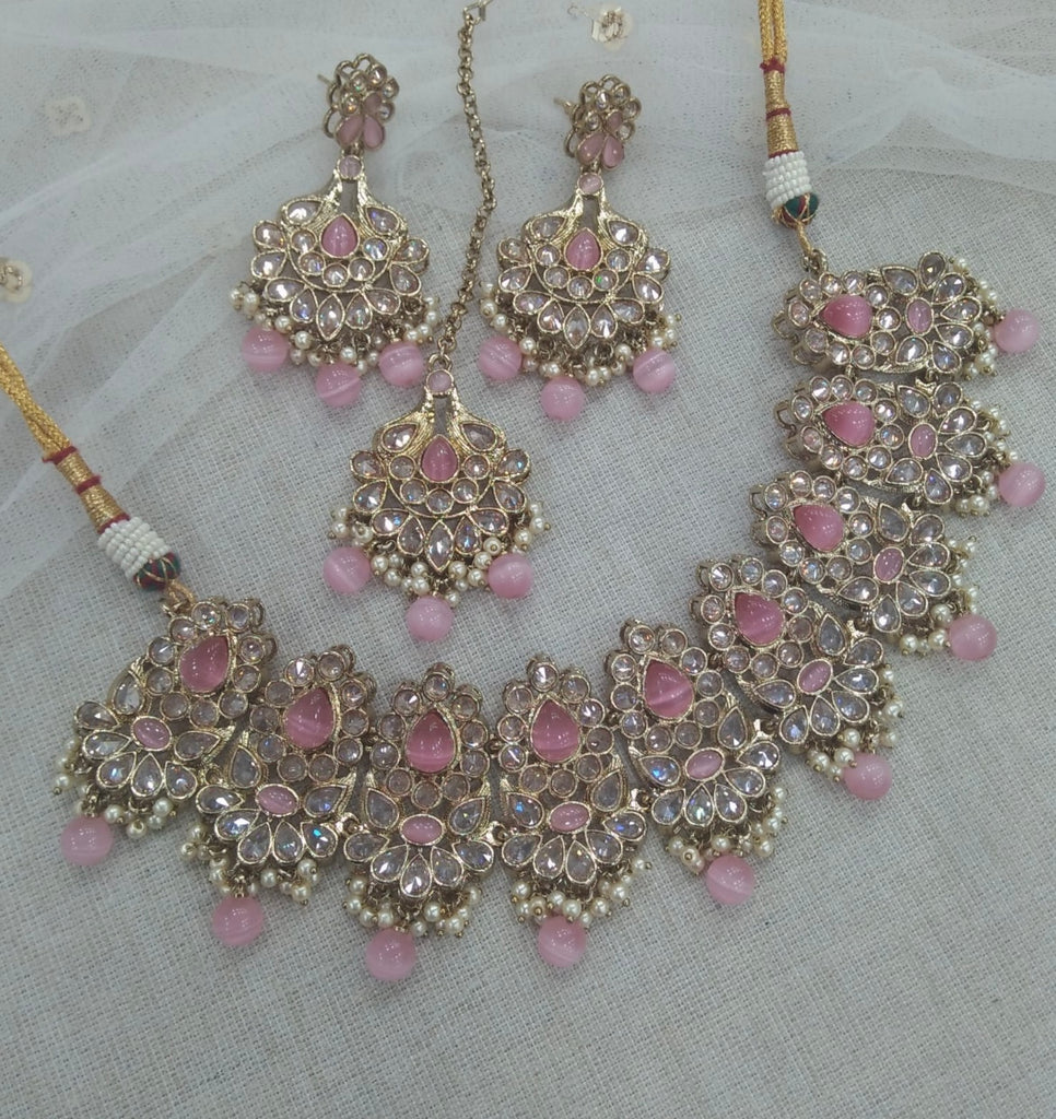 Pink Polki Choker Set