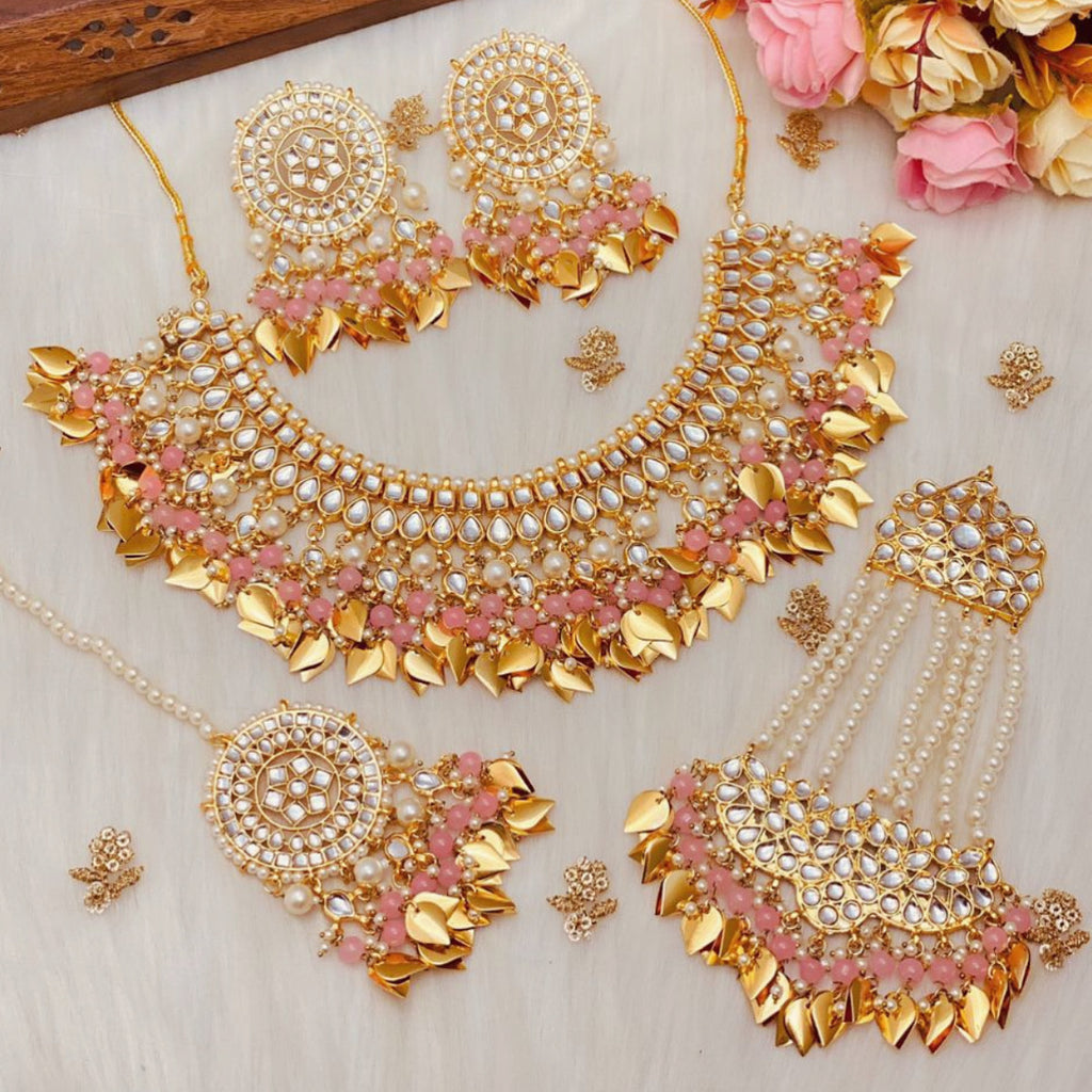 Pink Pippal Patti Choker Set