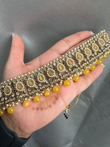 Image of Yellow Polki Choker Set