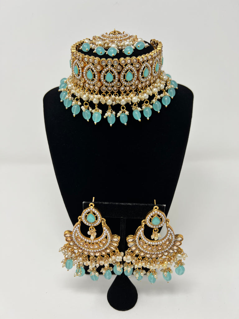 Ferozi Oversized Polki Choker Set