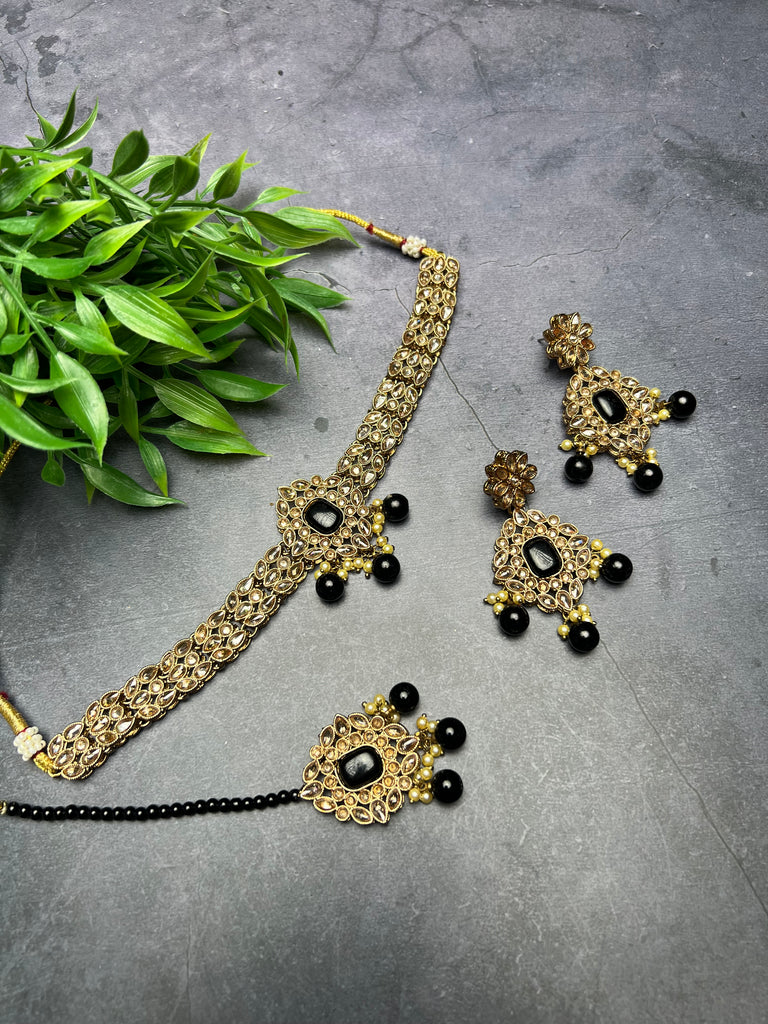Black Polki Choker Set