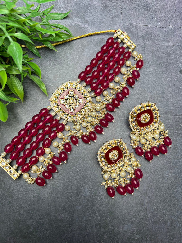 Red Stone Collar Set