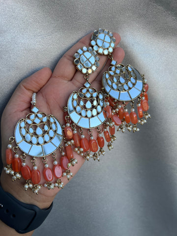 Image of Orange Mirror/Sheesha Choker Set