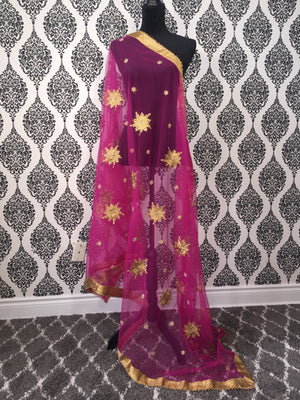 Fuchsia Net Dupatta - Clearance