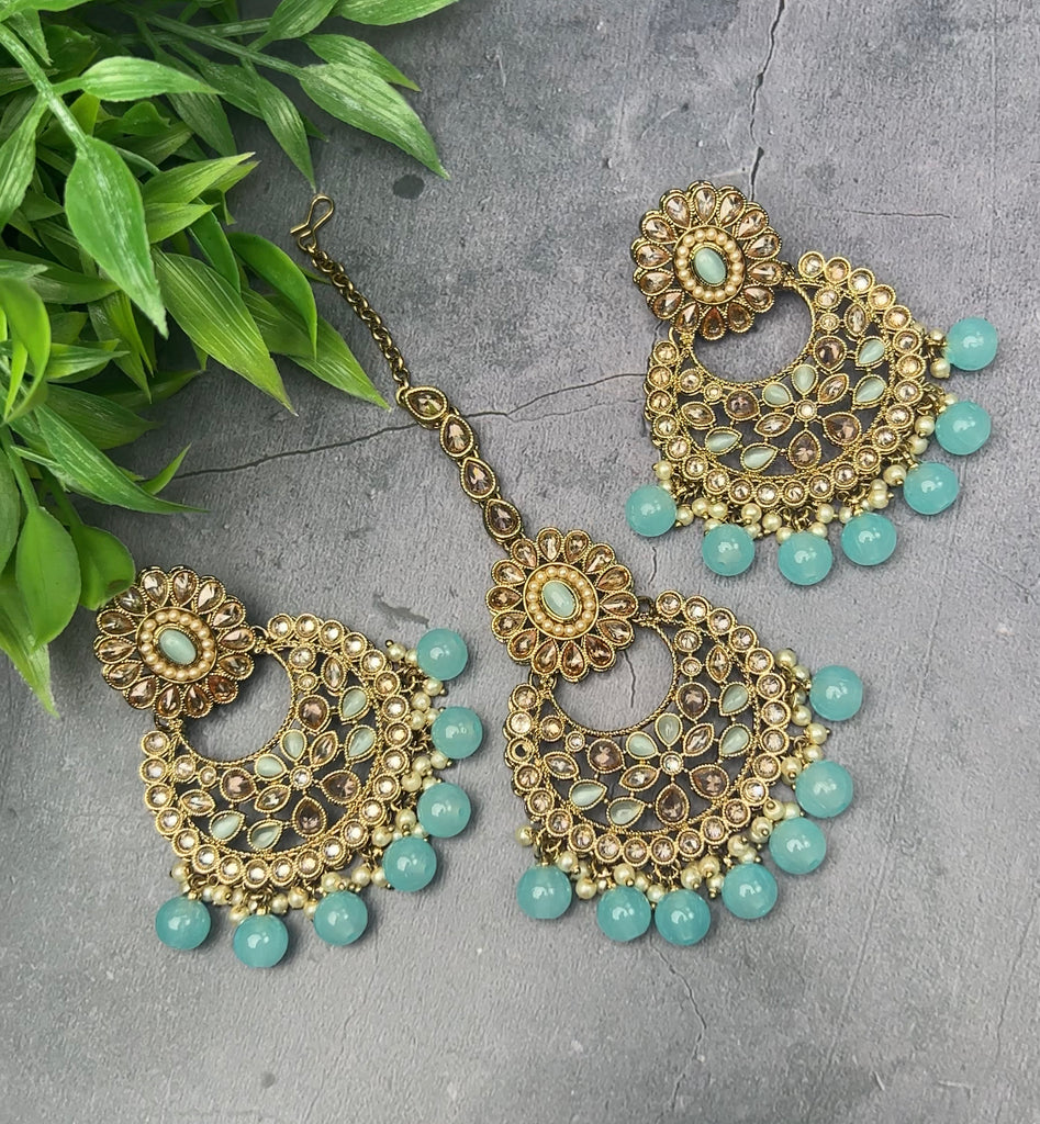 Ferozi Earring Tikka Set