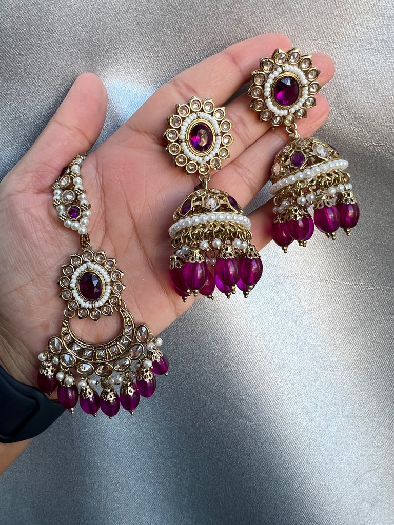 Purple Polki choker Set