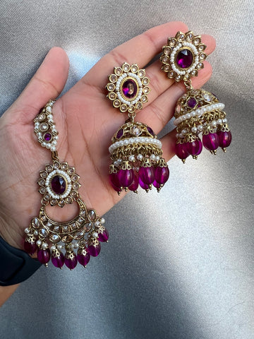 Image of Purple Polki choker Set