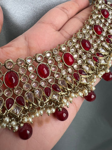 Image of Red Polki Set