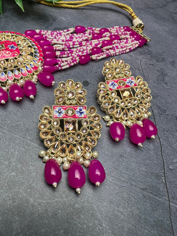 Image of Hot Pink Stone Collar Set