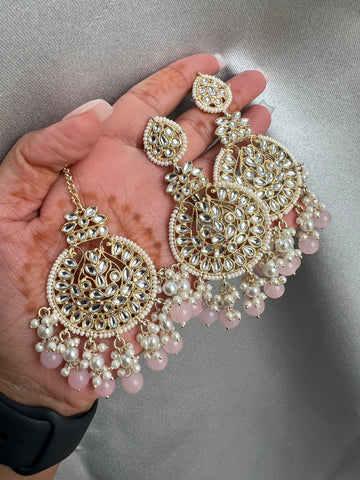 Image of Baby Pink Earring Tikka Set