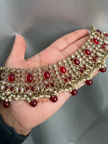 Image of Red Polki Set