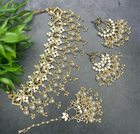 Image of Gold Tone Mirror Choker Set