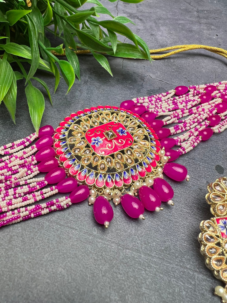 Hot Pink Stone Collar Set