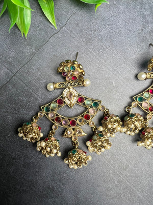 Statement Chandbali Polki Earrings