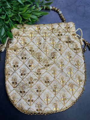 Golden Beige Potli Bag