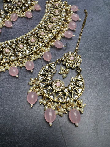 Image of Baby Pink Kundan Set