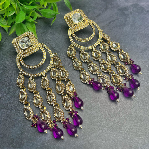 Image of Long Kundan Earrings