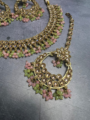 Mint And Pink Polki Set