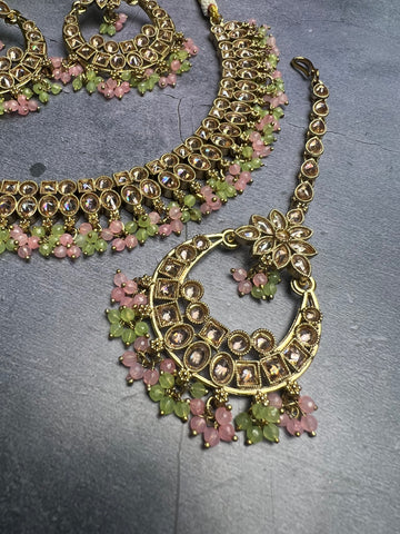 Image of Mint And Pink Polki Set