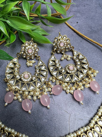 Image of Baby Pink Kundan Set