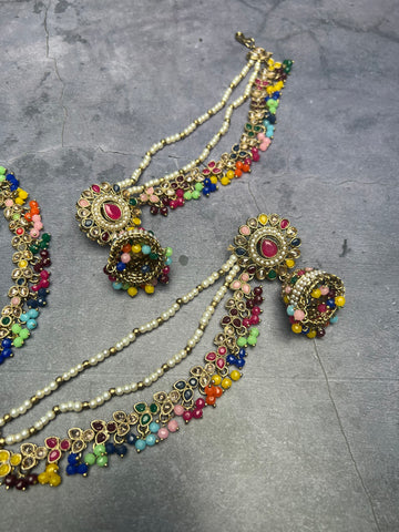 Image of Multi Colour Choker Set With Sahara Earrings