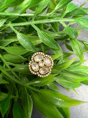Kundan Clover Ring
