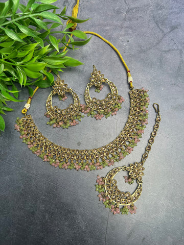 Image of Mint And Pink Polki Set