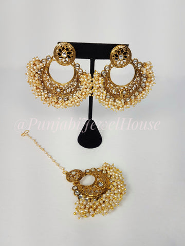 Gold Clustered Pearl Set