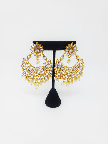 Image of Moti Detailed Earrings - Gold & Clear
