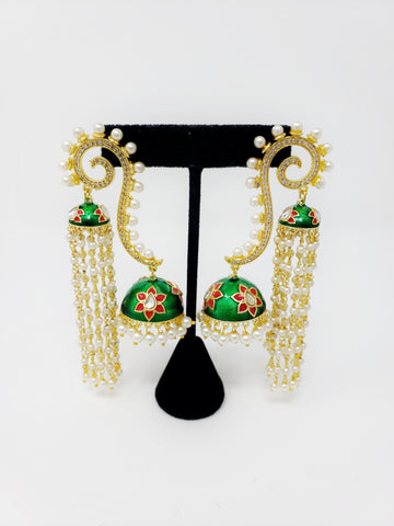 Image of Painted Statement Chandelier Jhumkis