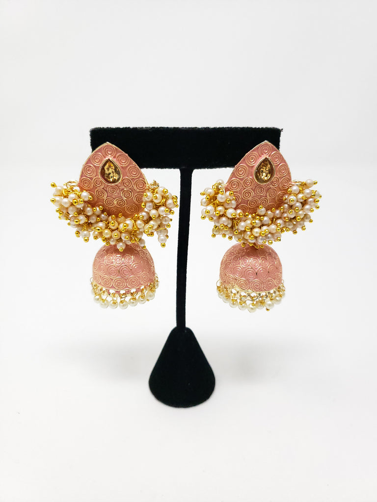 Baby Pink Moti Jhumke – Punjabi Jewel House