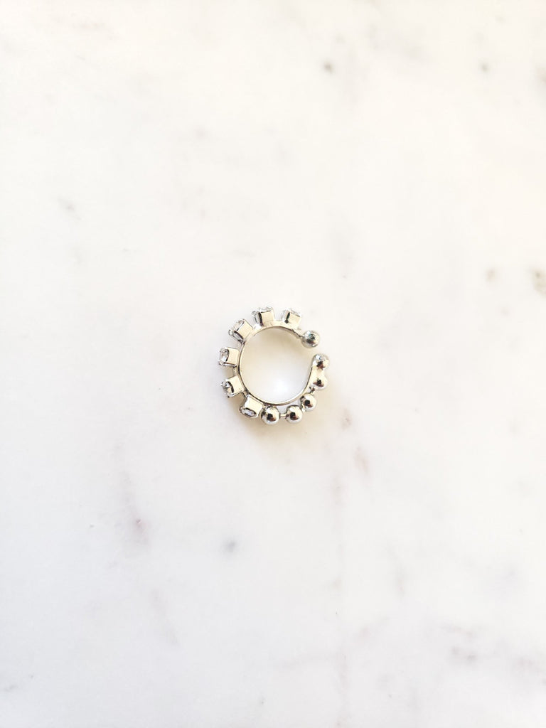 Silver Toned Hoop Clip On Nose Ring