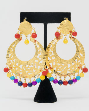 Multi-Coloured Jadau Earrings