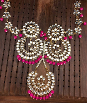 Hot Pink Kundan Sahara Earring Set